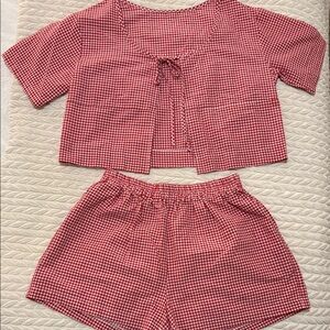 Red Gingham Two-Piece Set